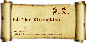 Héder Klementina névjegykártya